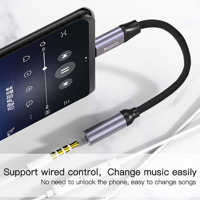 مبدل Aux تایپسی یسیدو YESIDO YAU19 طول 5.5 سانتیمتر — تصویر ۴