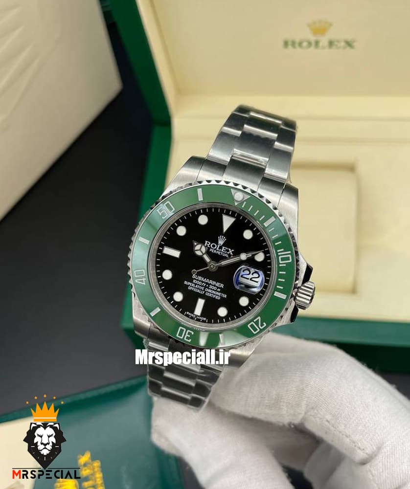 ساعت مردانه رولکس ساب مارینر استیل صفحه مشکی زه سبز رپلیکا 020316 Rolex SUB MARINER Kermit Replica — تصویر ۲
