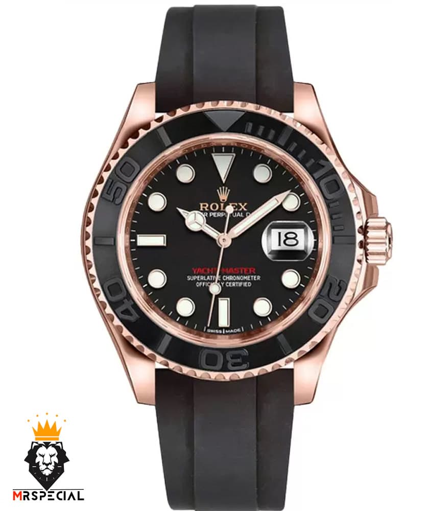 ساعت مردانه رولکس یاخ مستر اتوماتیک رزگلد بند رابر 020309 ROLEX YACHT MASTER