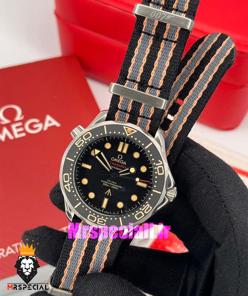 ساعت امگا مردانه سیمستر اتوماتیک بند برزنتی کیفیت مستر OMEGA SEAMASTER 007 020251 — تصویر ۲