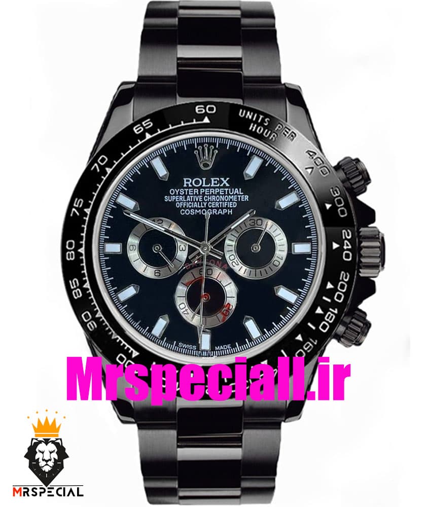 ساعت مردانه رولکس مدل دیتونا کوارتز فول دیت مشکی صفحه مشکی 020246 ROLEX DAYTONA