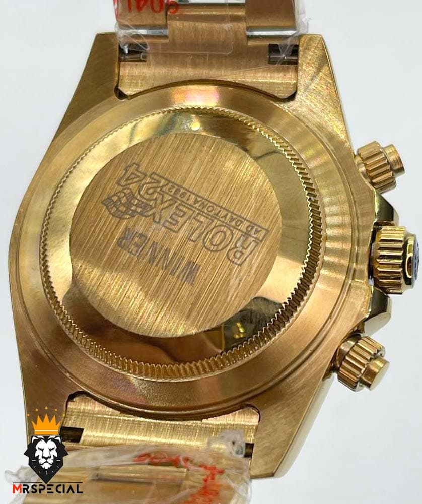 ساعت مردانه رولکس مدل دیتونا کوارتز فول دیت طلایی صفحه مشکی 020245 ROLEX DAYTONA — تصویر ۳