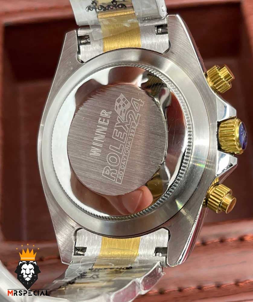 ساعت مردانه رولکس مدل دیتونا کوارتز فول دیت دورنگ طلایی صفحه مشکی 020243 ROLEX DAYTONA — تصویر ۳