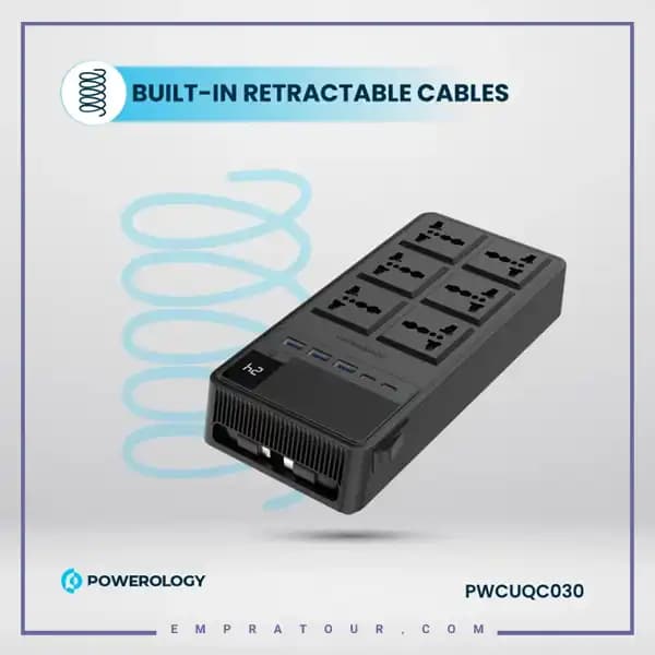 چندراهی برق 2500 وات به همراه کابل جمع شونده پاورولوژی PWCUQC030 — تصویر ۵