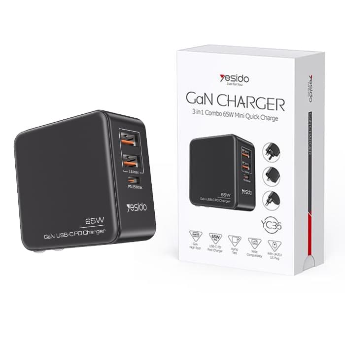 شارژر دیواری یسیدو YESIDO YC35 توان 65 وات — تصویر ۲