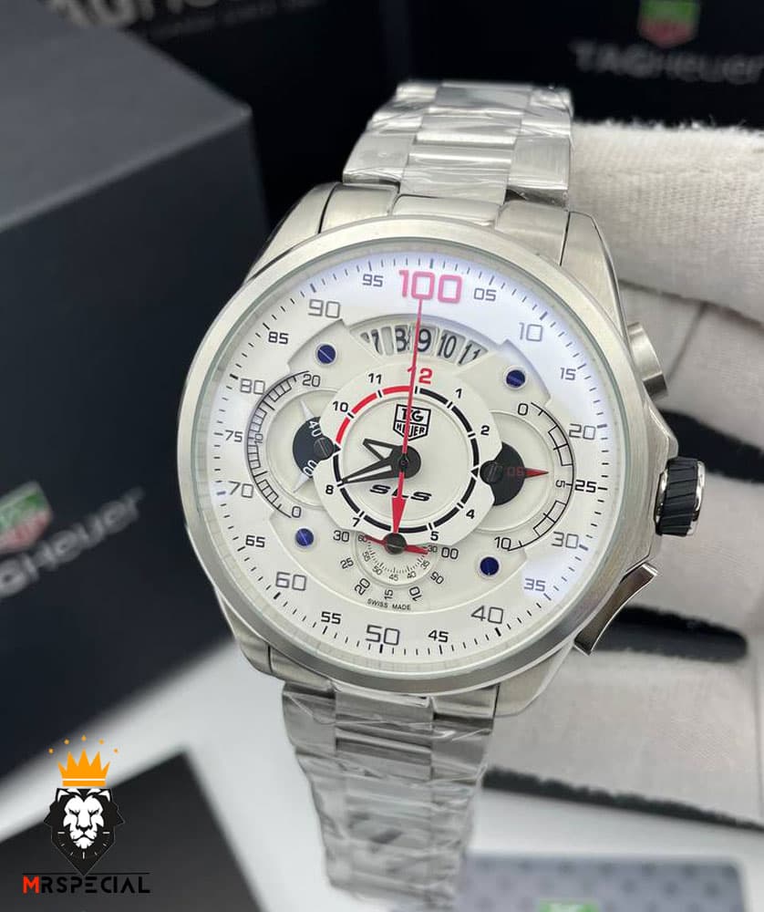 ساعت تگ هویر مردانه مدل مرسدس بنز کرنوگراف استیل صفحه سفید Tag Heuer sls 020196 — تصویر ۲