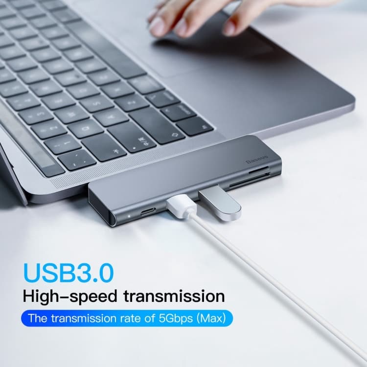 هاب شارژر و داک انتقال اطلاعات بیسوس Baseus Harmonica 5 in 1 HUB Adapter CAHUB-K0G — تصویر ۷