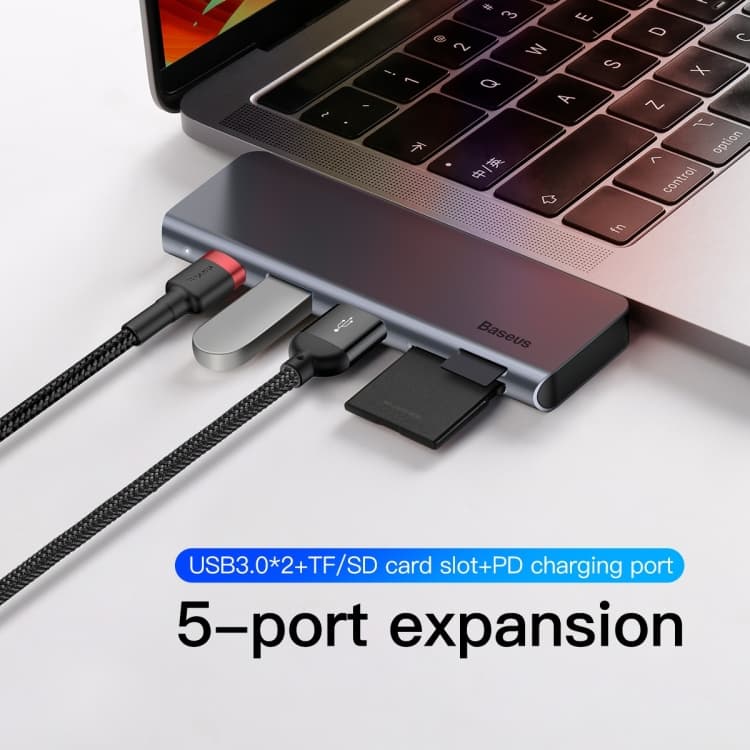 هاب شارژر و داک انتقال اطلاعات بیسوس Baseus Harmonica 5 in 1 HUB Adapter CAHUB-K0G — تصویر ۶
