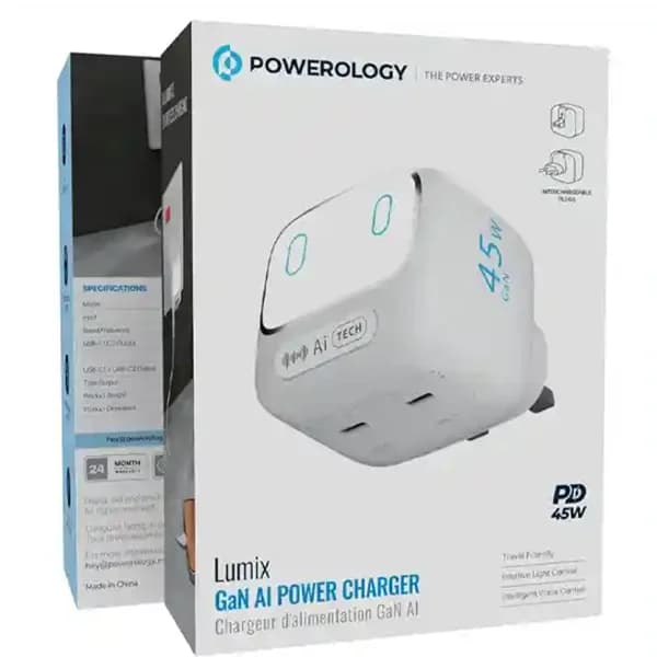 آداپتور شارژ 45 وات هوشمند پاورولوژی PWCUQC052WH — تصویر ۴