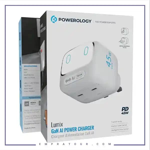 آداپتور شارژ 45 وات هوشمند پاورولوژی PWCUQC052WH — تصویر ۲