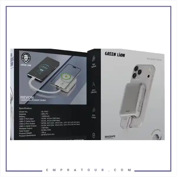 پاور بانک وایرلس 10000 گرین لاین GNRVN10PBSL — تصویر ۲