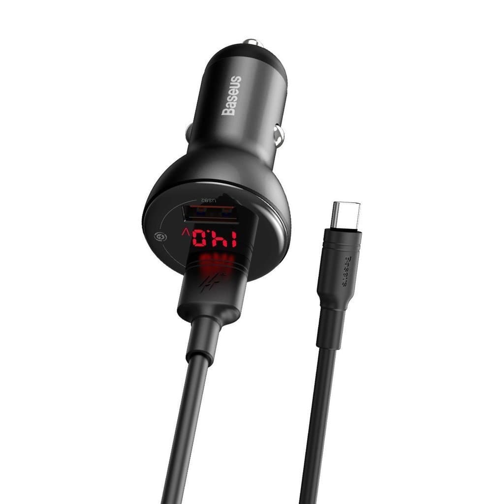 شارژر فندکی سوپر شارژ بیسوس Baseus Digital Dual Quick Charger 45W TZCCBX-B0G به همراه کابل — تصویر ۶