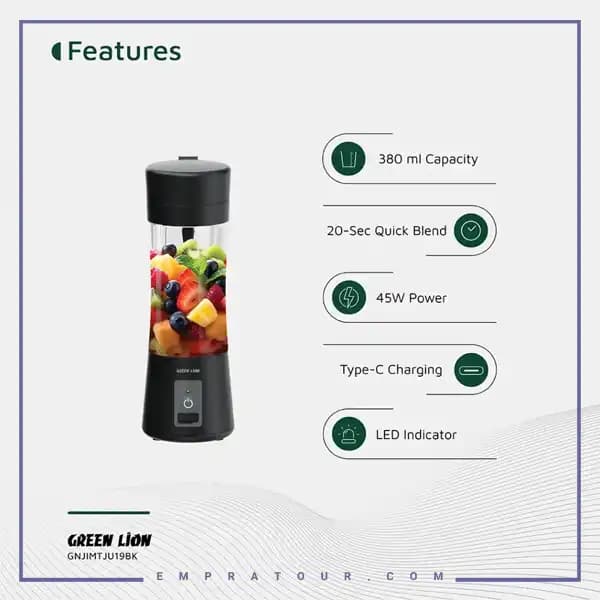 مخلوط کن شارژی گرین لاین GNJIMTJU19BK — تصویر ۵