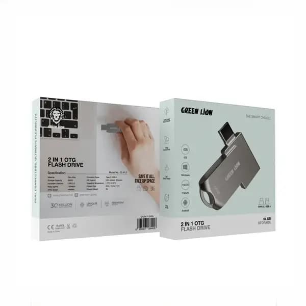 فلش او تی جی دوکاره 256 گیگ گرین لاین GN2N1FL256SL — تصویر ۴