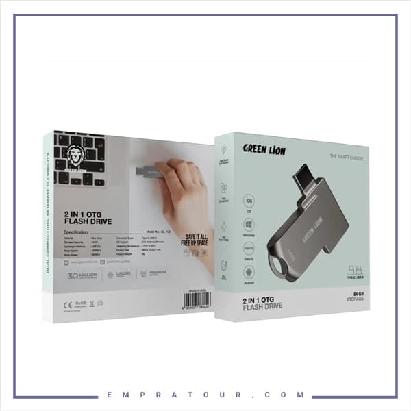 فلش او تی جی دوکاره 256 گیگ گرین لاین GN2N1FL256SL — تصویر ۲