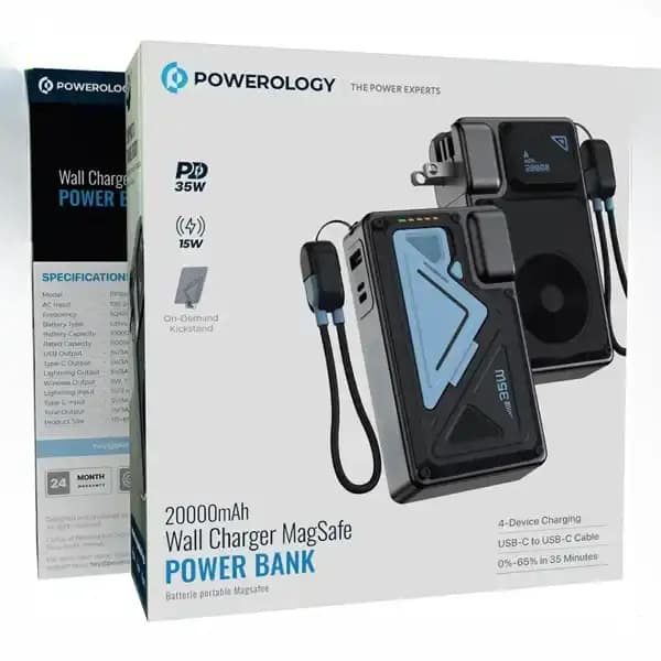 شارژر دیواری و پاوربانک وایرلس20000 پاورولوژی PPBMH104BK — تصویر ۶