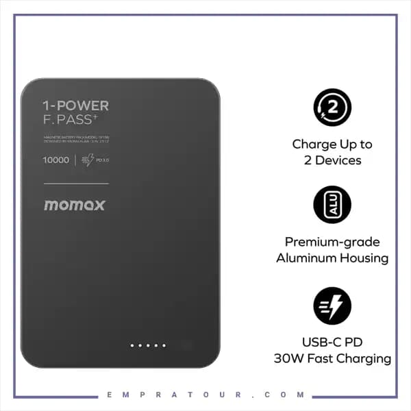 پاور بانک مگنتی10000 مومکس IP158 — تصویر ۲