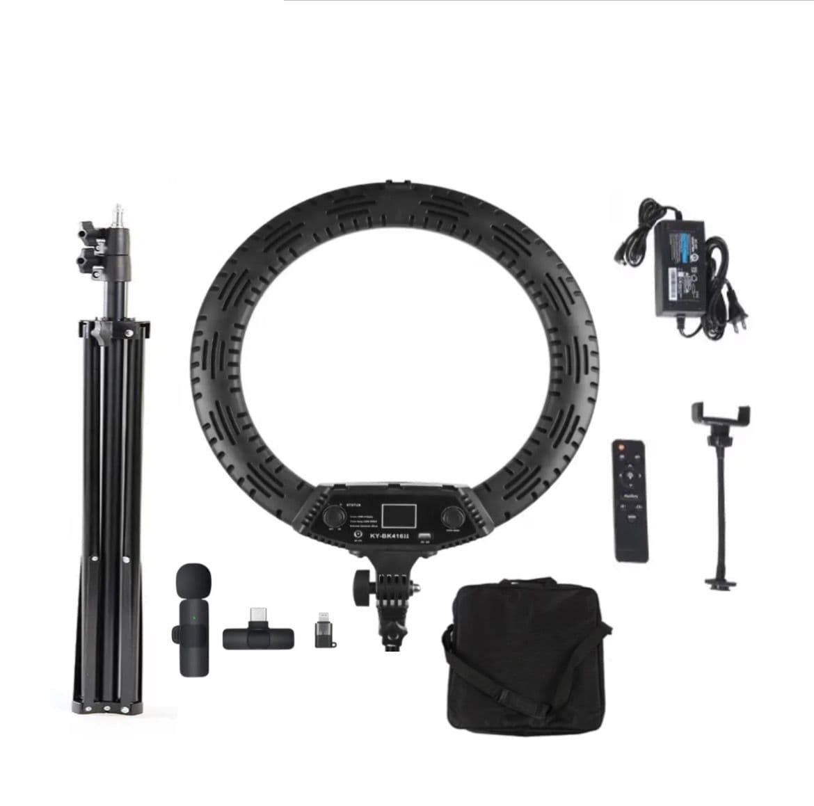 کیت پیشنهادی بلاگری 4 : رینگ لایت KY-BK416II Ring Light + پایه و میکروفن بيسيم وايرلس K8KY-BK416II Ring Light