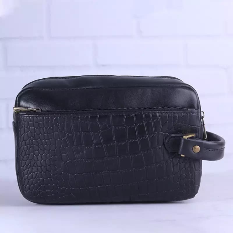 شوز بگ چرم چرمسال طرح پوست مار مشکی B 944/1 — تصویر ۳