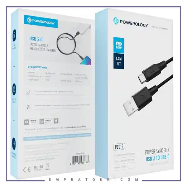 کابل شارژ تایپ سی پاورولوژی PCAB015BK — تصویر ۴