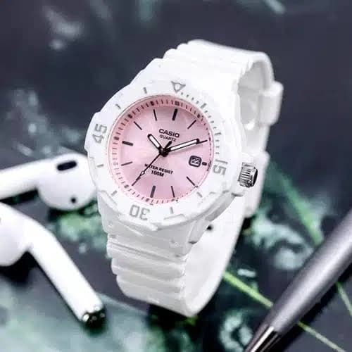 ساعت کاسیو زنانه رابر سفید صفحه صورتی LRW-200H-4E3 — تصویر ۳