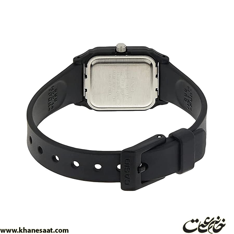 ساعت مچی کاسیو زنانه بند رابر مشکی صفحه مربع LQ-142-1EDF — تصویر ۵