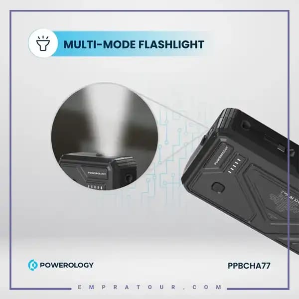 پاوربانک خورشیدی 27000 با کابل متصل پاورولوژی PPBCHA77 — تصویر ۳