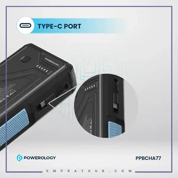 پاوربانک خورشیدی 27000 با کابل متصل پاورولوژی PPBCHA77 — تصویر ۶