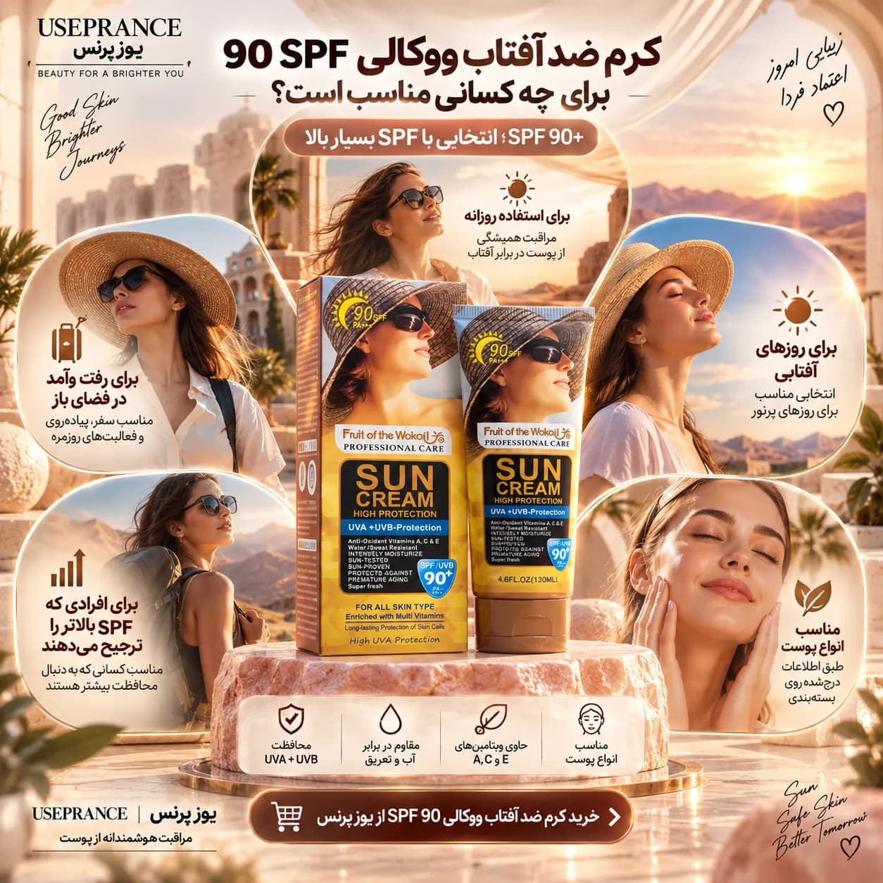 کرم ضد آفتاب ووکالی SPF 90 | محافظت بالا در برابر UVA و UVB — تصویر ۴