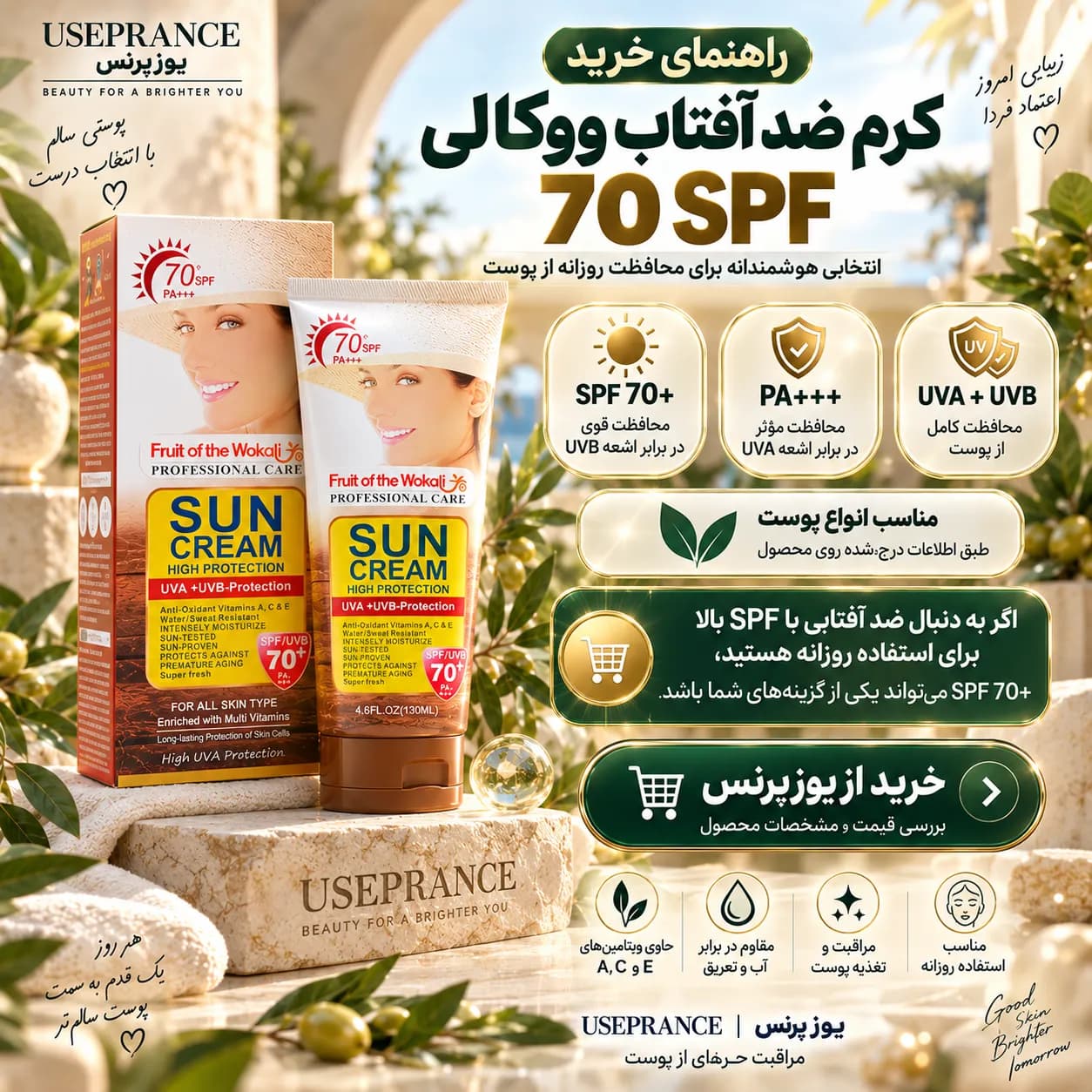 کرم ضد آفتاب ووکالی SPF 70 | محافظت بالا در برابر UVA و UVB — تصویر ۲