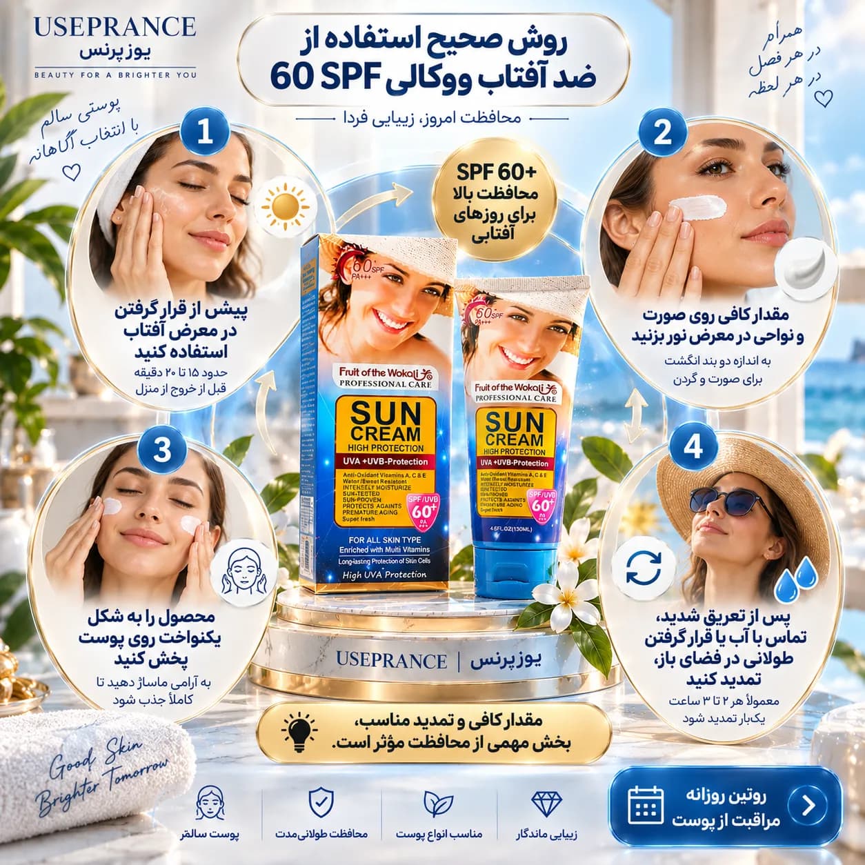 کرم ضد آفتاب ووکالی 60 SPF | محافظت بالا از پوست در برابر آفتاب — تصویر ۳