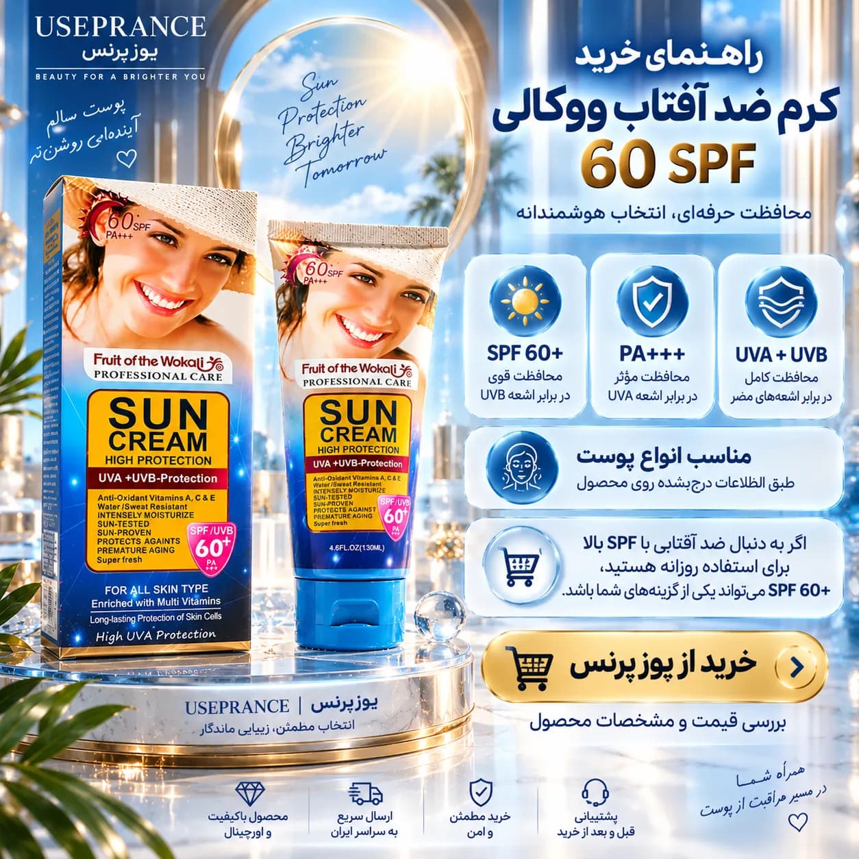 کرم ضد آفتاب ووکالی 60 SPF | محافظت بالا از پوست در برابر آفتاب — تصویر ۲