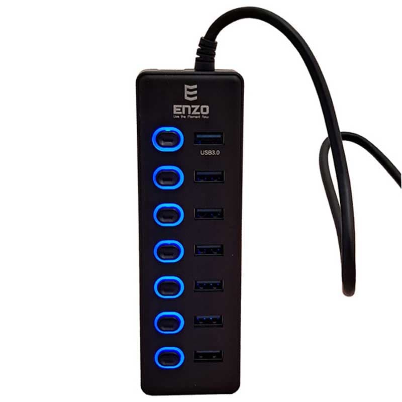 هاب هفت پورت USB 3.0 انزو ENZO UH-70A با برق کمکی — تصویر ۲