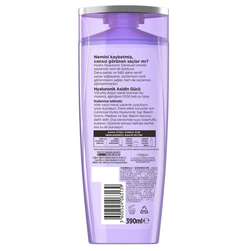 شامپو مرطوب کننده لورال مدل HYDRA مخصوص موهای خشک 300ml — تصویر ۴