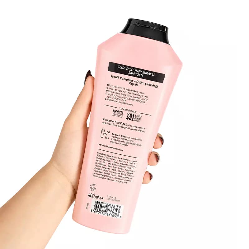 شامپو گلیس مدل Split Hair Miracle ضد موخوره صورتی 400ml — تصویر ۲