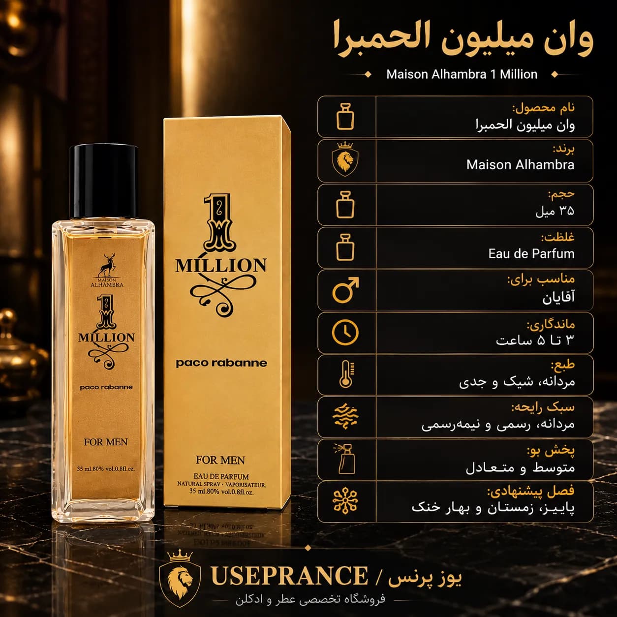 ادکلن وان میلیون الحمبرا ۳۵ میل | خرید و بررسی