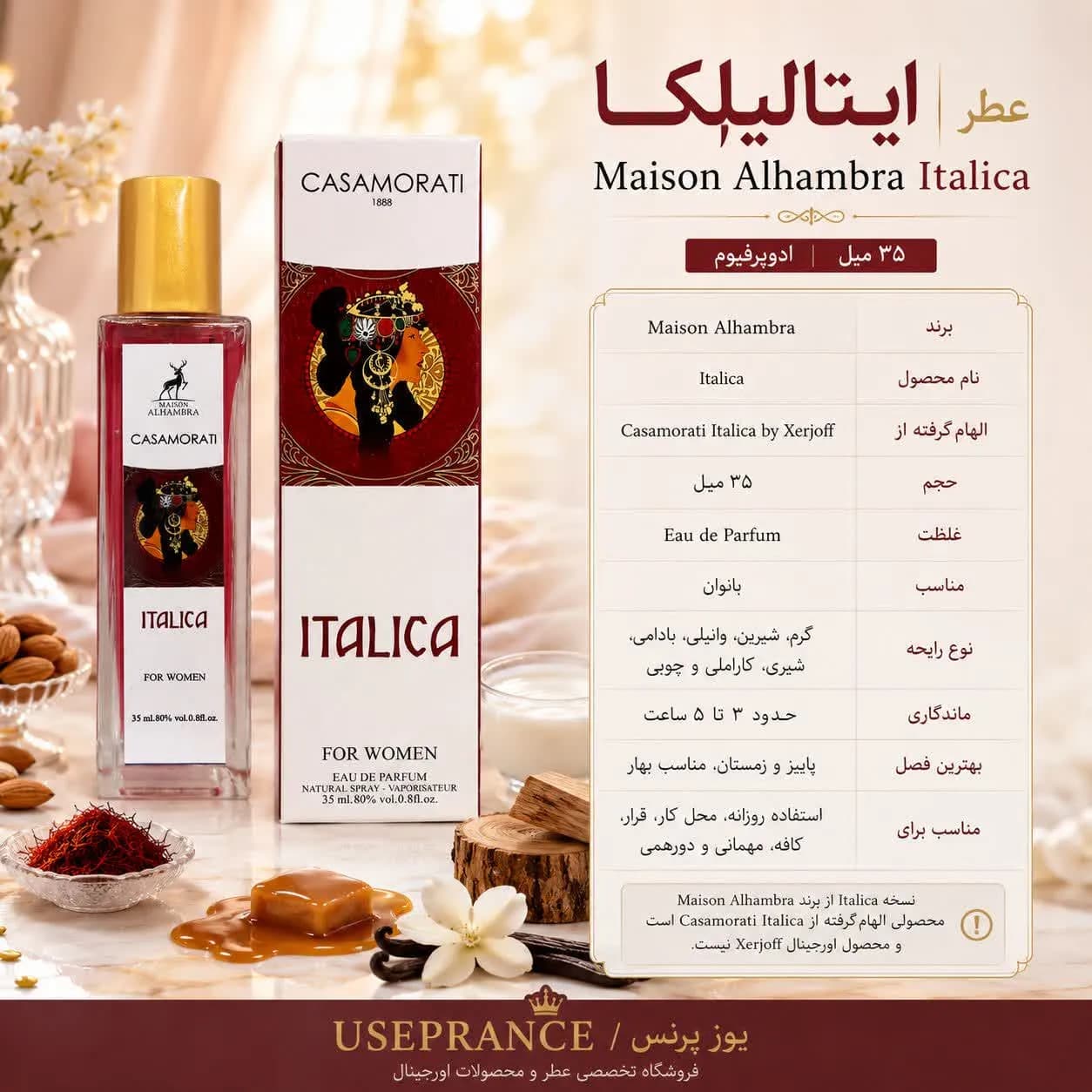 عطر ایتالیکا الحمبرا 35 میل | خرید و بررسی رایحه و ماندگاری