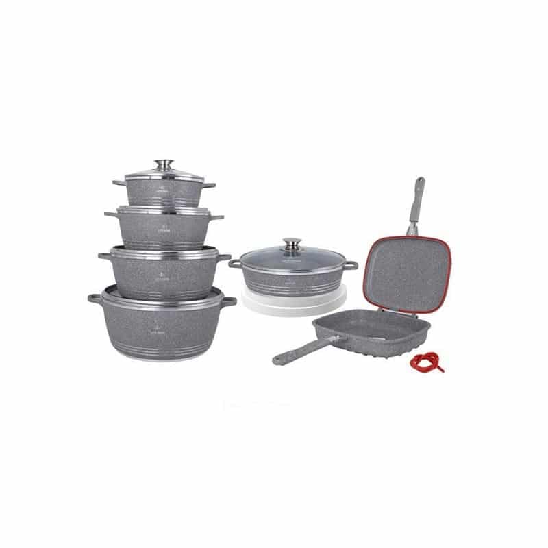 سرویس قابلمه 12 پارچه لایف اسمایل مدل lifep7-12 گرانیتی