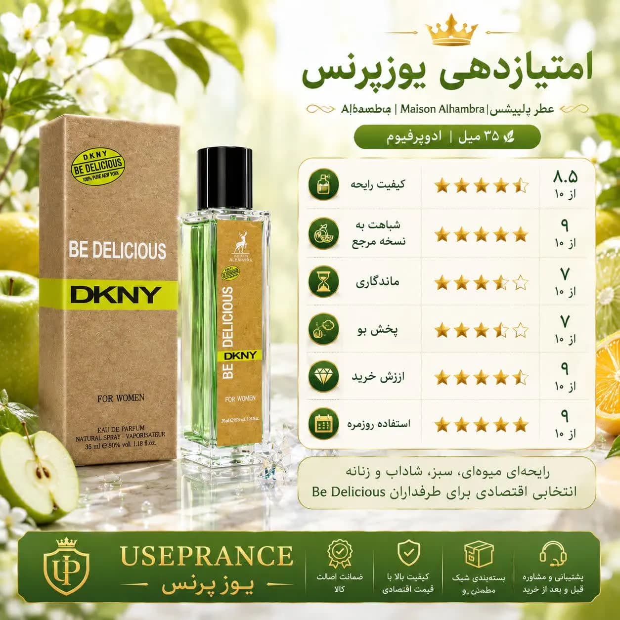ادکلن بی دلیشس الحمبرا 35 میل | رایحه‌ای میوه‌ای و سبز — تصویر ۴