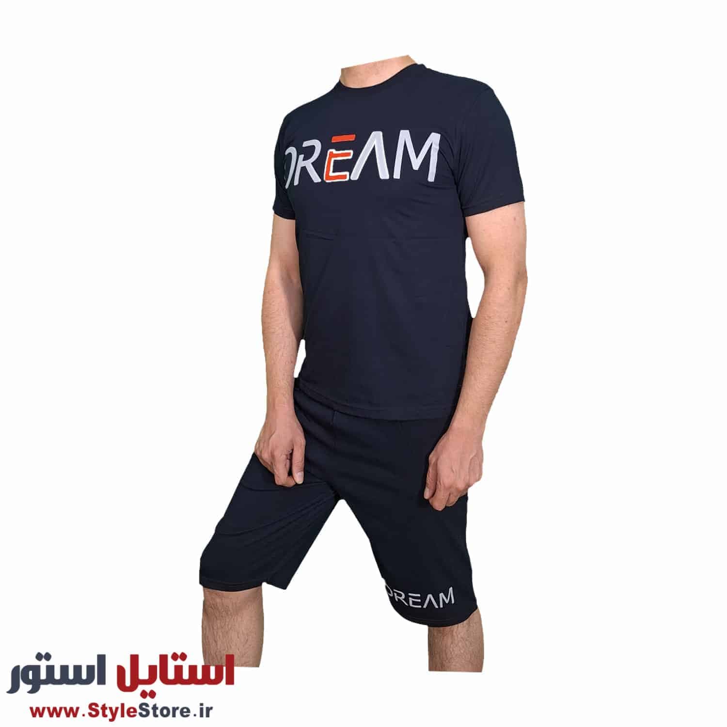 ست تیشرت و شلوارک مردانه طرح Dream کد 1565 رنگ مشکی — تصویر ۲