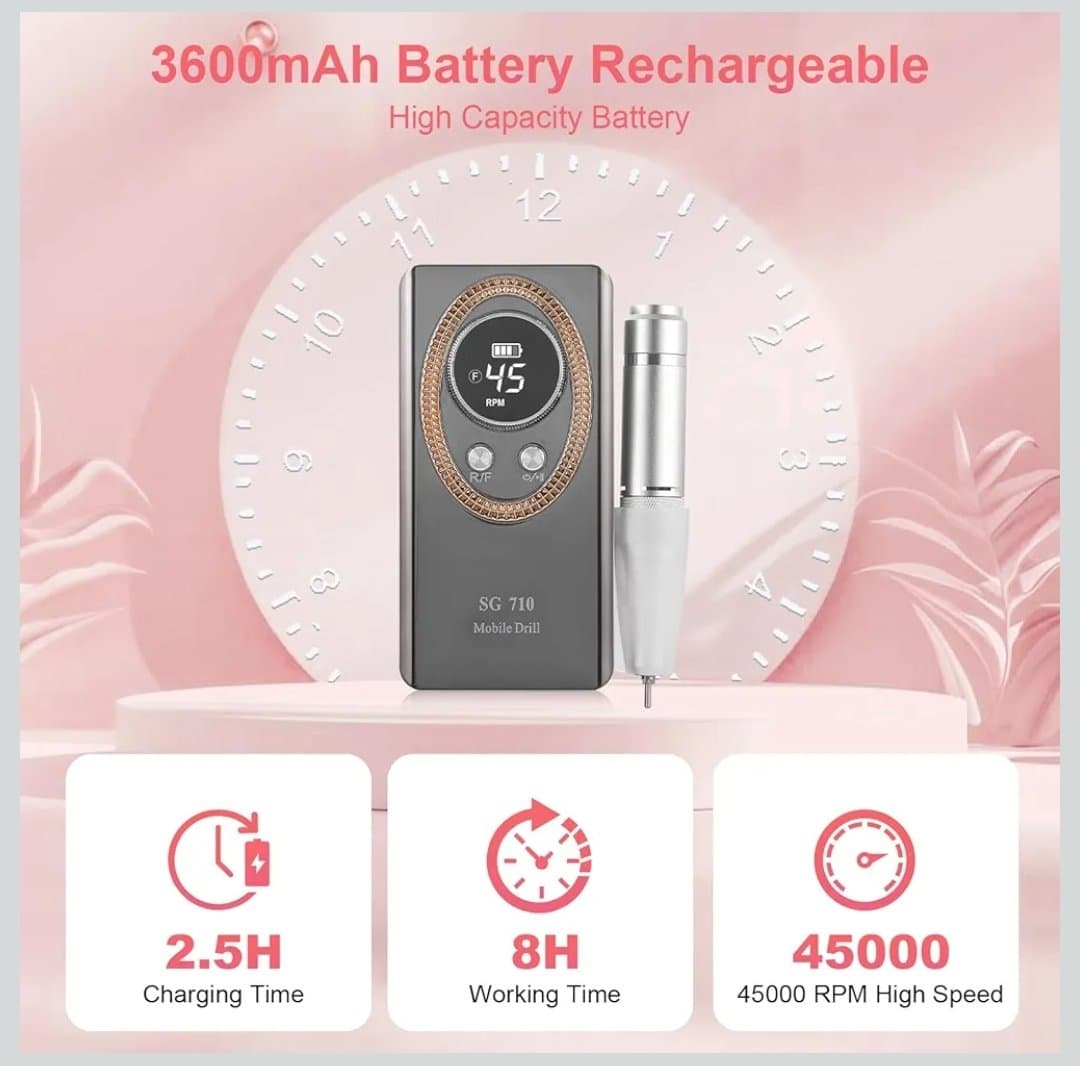 سوهان برقی ناخن SG710 با سرعت 45000 دور — تصویر ۴