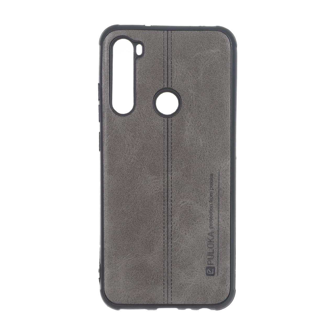 قاب Puloka طرح چرم دوخت دار Xiaomi Redmi Note 8 – طوسی