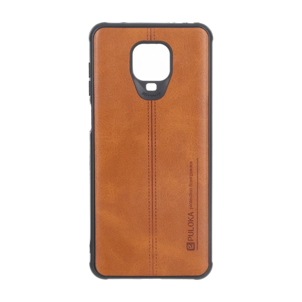 قاب Puloka طرح چرم دوخت دار Xiaomi Redmi Note 9S / Redmi Note 9 Pro / Redmi Note 9 Pro Max – قهوه ای کد 1 — تصویر ۲