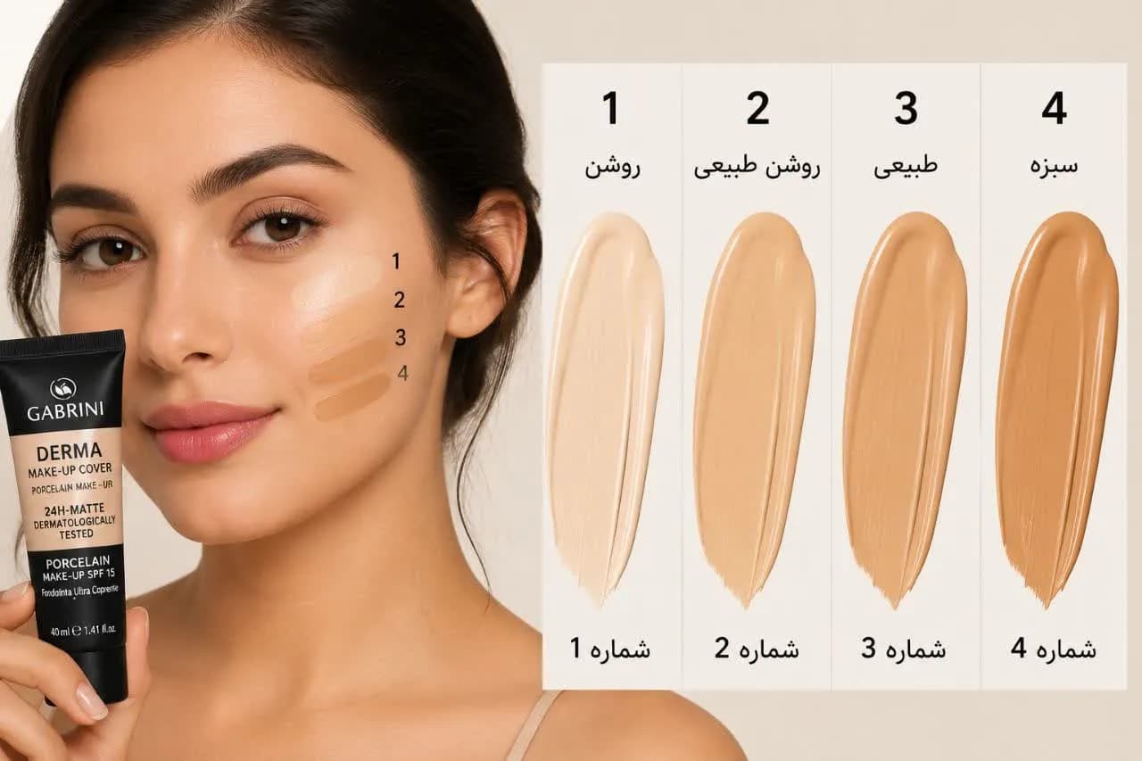 کرمپودر گابرینی تیوپی مدل Derma حجم 40 میل | فول کاور با 4 شماره رنگ — تصویر ۴