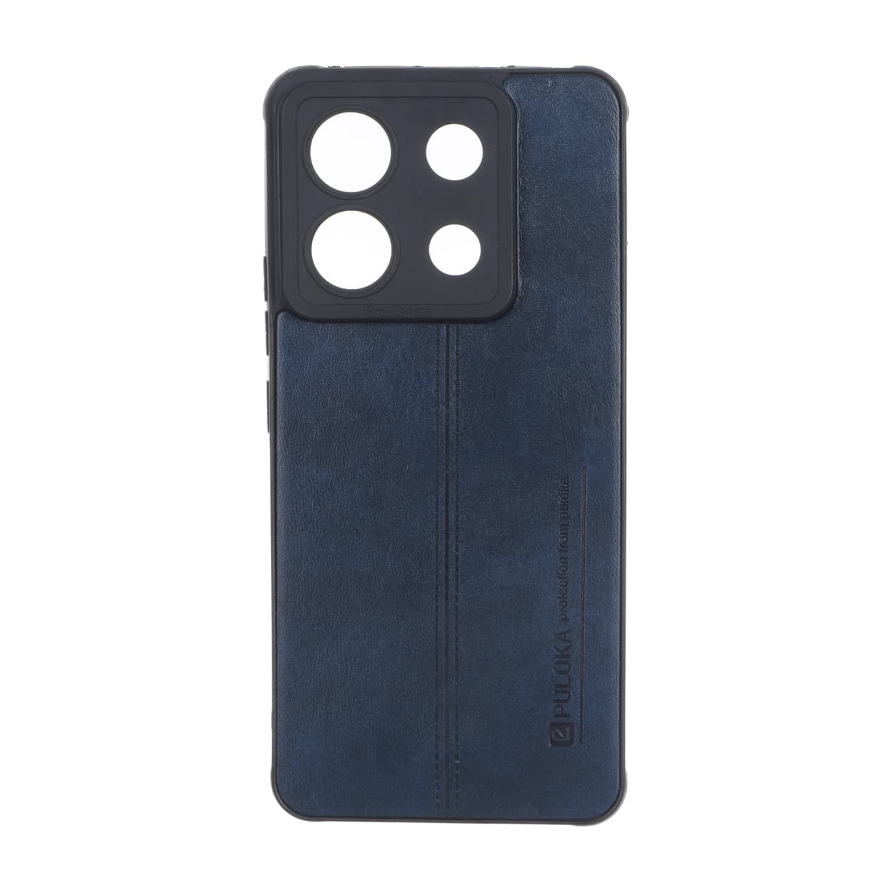 قاب Puloka طرح چرم دوخت دار محافظ لنزدار Xiaomi Redmi Note 13 Pro 5G / Poco X6 5G – سرمه ای