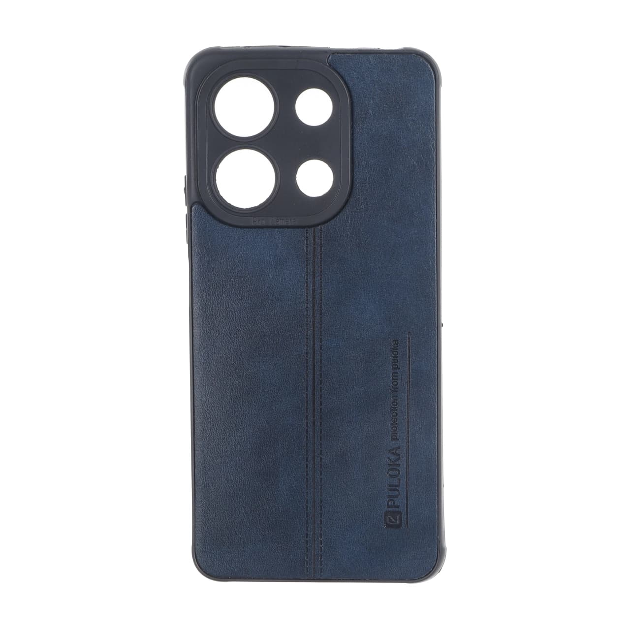 قاب Puloka طرح چرم دوخت دار محافظ لنزدار Xiaomi Redmi Note 13 4G – سرمه ای