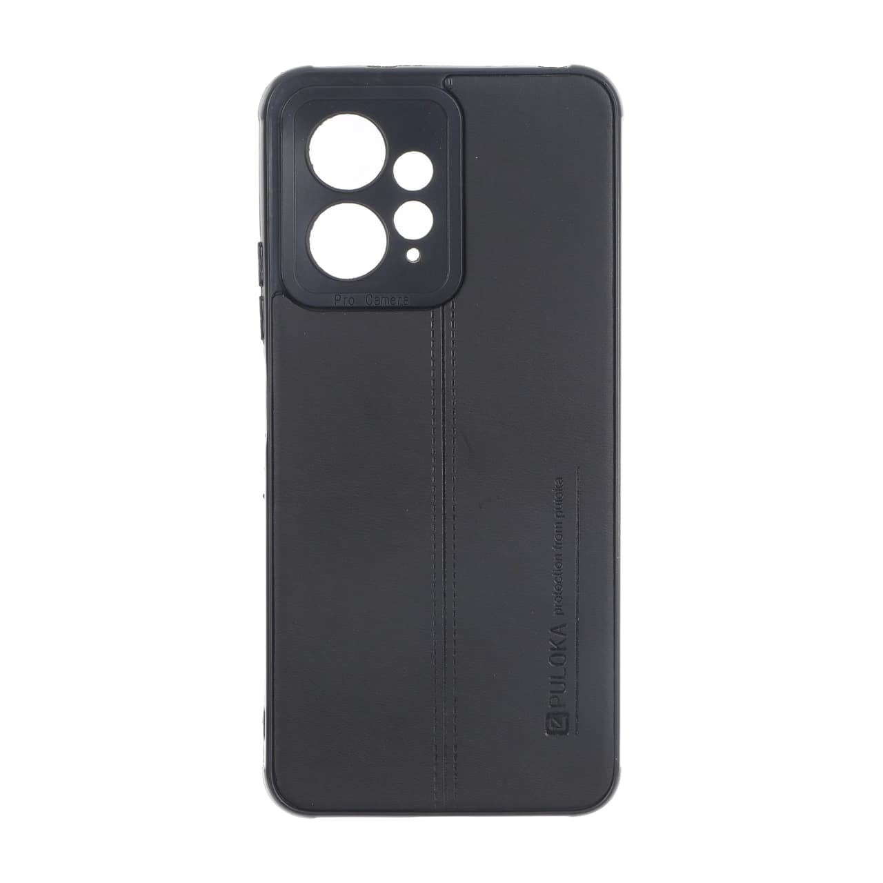 قاب Puloka طرح چرم دوخت دار محافظ لنزدار Xiaomi Redmi Note 12 4G – مشکی