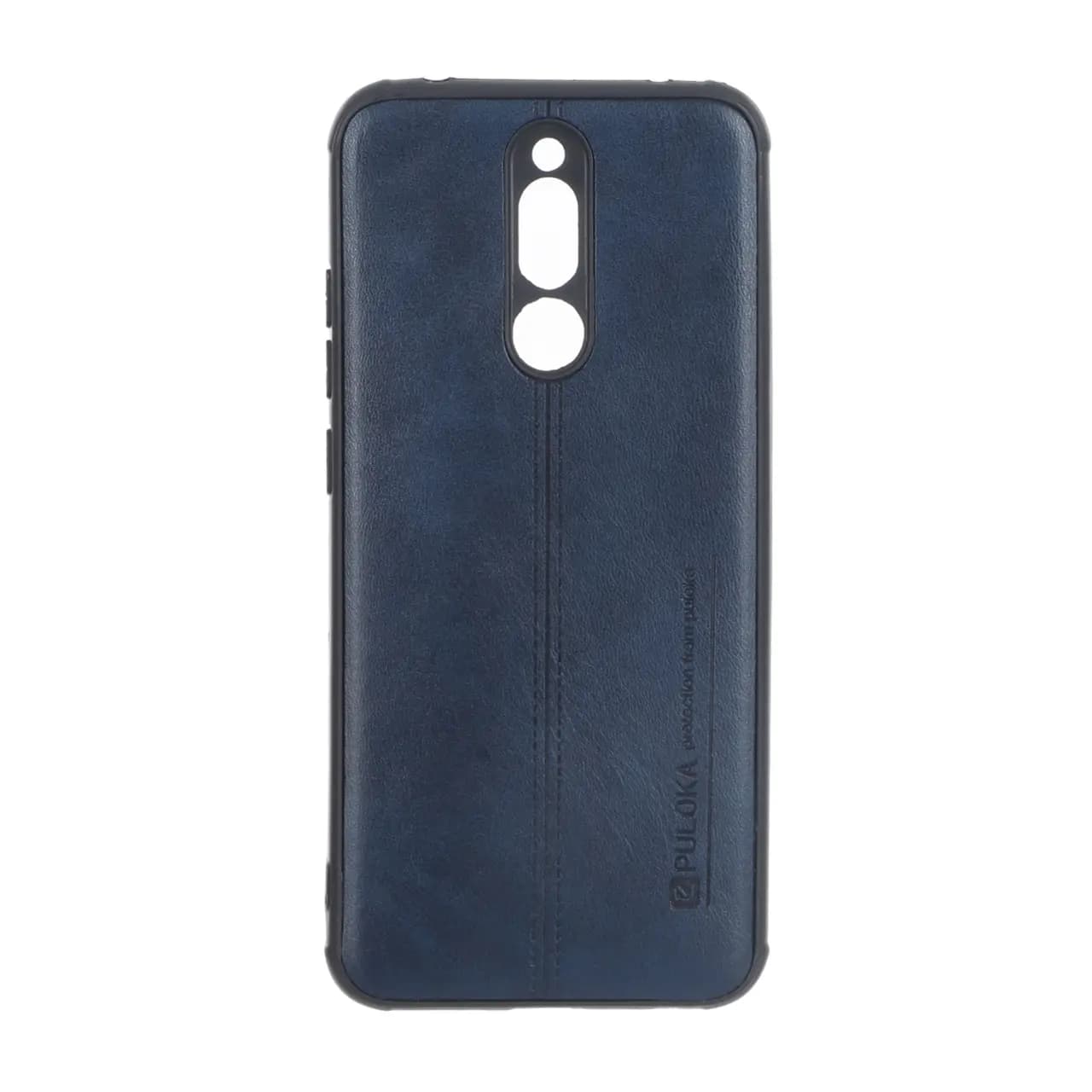 قاب Puloka طرح چرم دوخت دار محافظ لنزدار Xiaomi Redmi 8 – سرمه ای