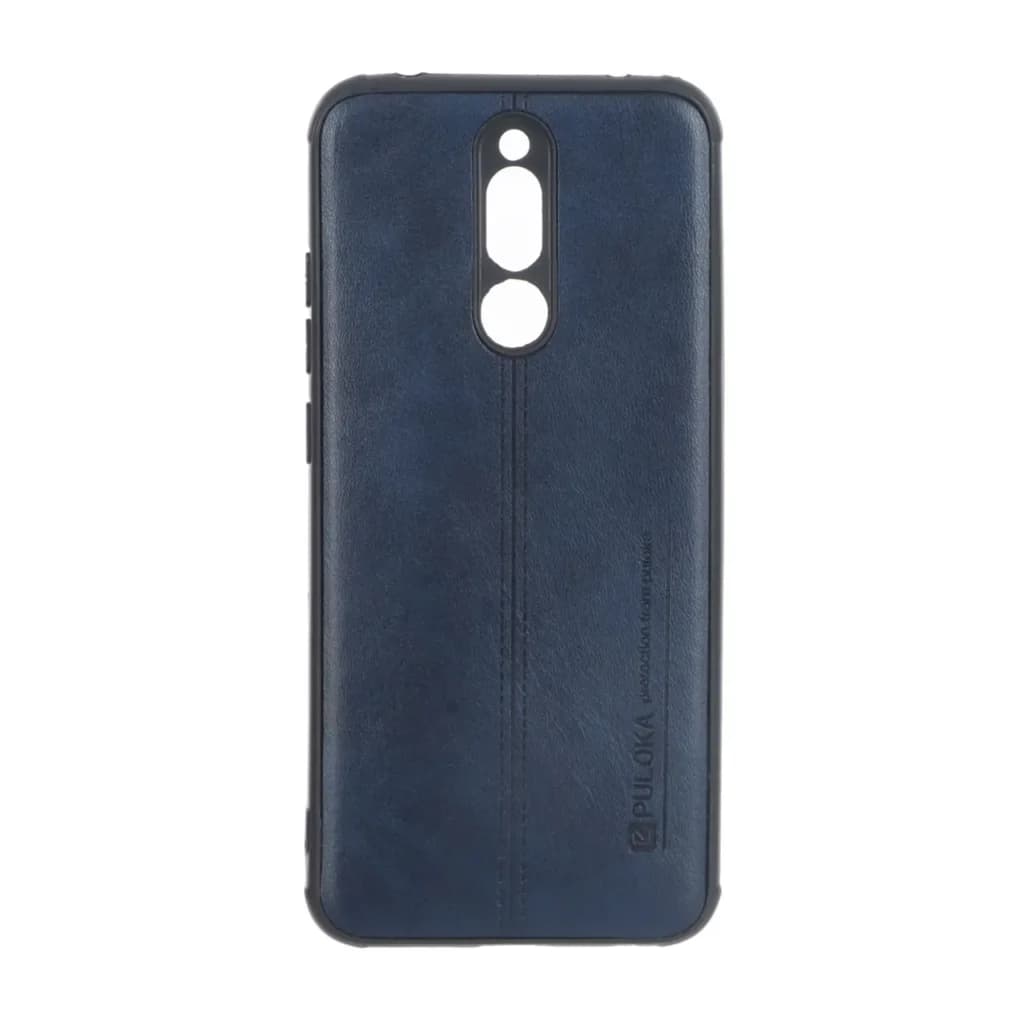 قاب Puloka طرح چرم دوخت دار محافظ لنزدار Xiaomi Redmi 8 – سرمه ای — تصویر ۲
