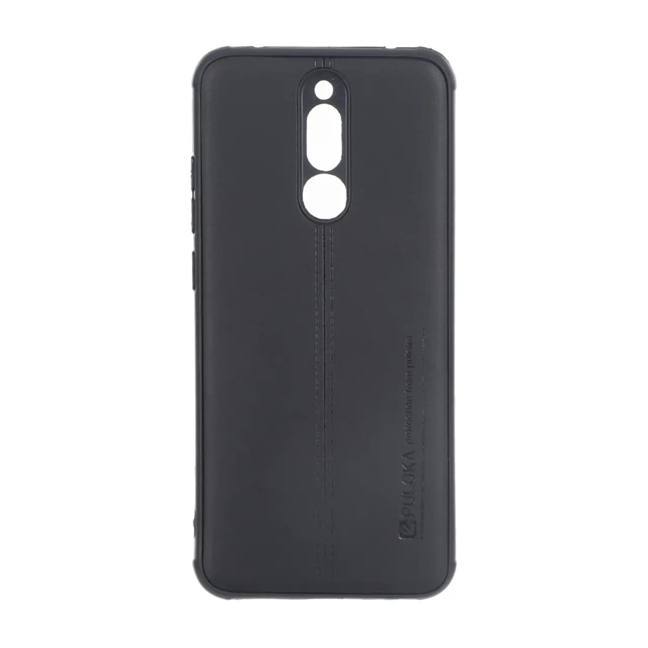قاب Puloka طرح چرم دوخت دار محافظ لنزدار Xiaomi Redmi 8 – مشکی